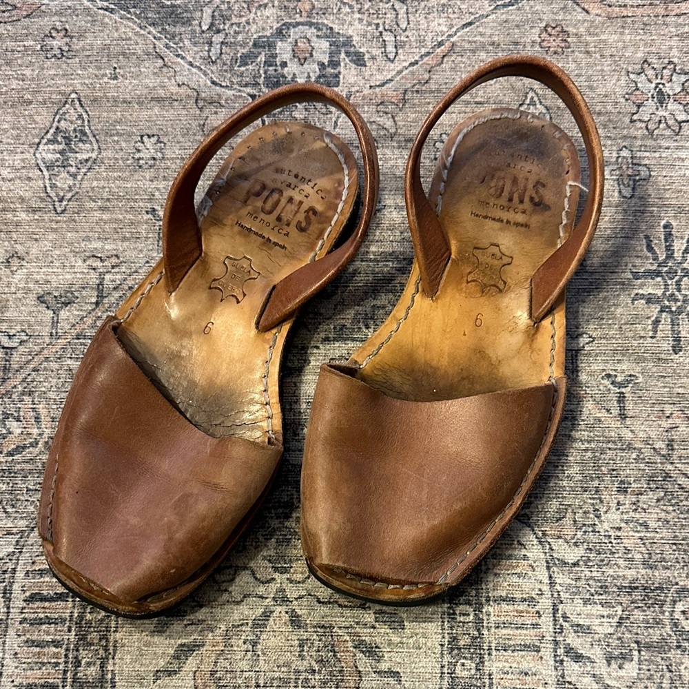 Pons Brown Leather Slingback Sandals